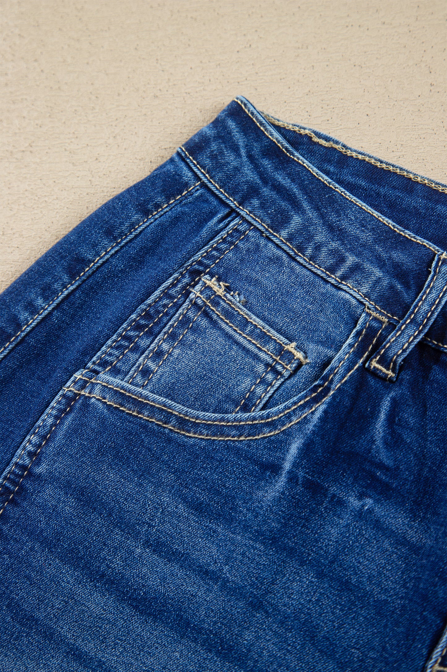 Myosotis Raw Hem Turnup Loose Ankle-length Jeans