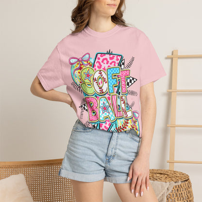 Softball Graphic T-Shirt — Colorful 'Softball' Pop Art Design