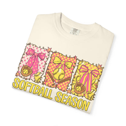 Softball Season T-Shirt — Cute Bow & Ball Graphic Tee