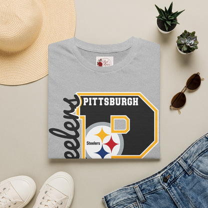 Pittsburgh Steelers P Letter T-Shirt – Retro Team Logo Tee
