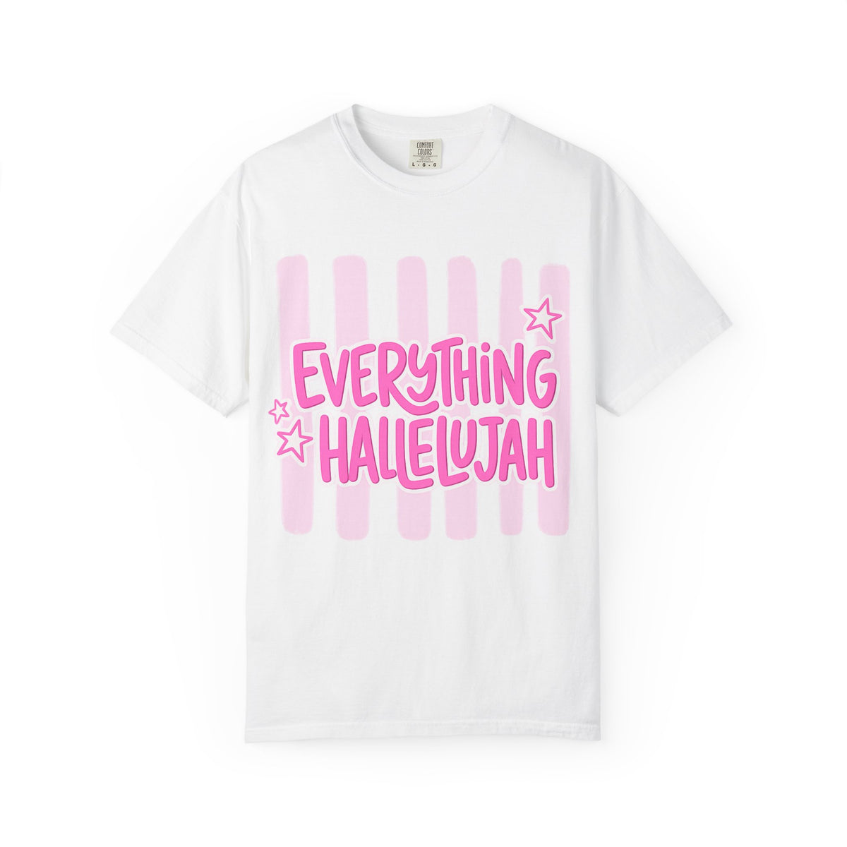 Everything Hallelujah T-Shirt — Pink Retro Stripe Graphic Tee