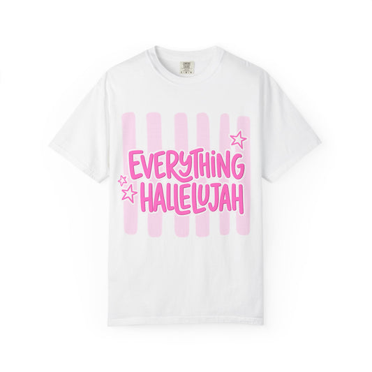 Everything Hallelujah T-Shirt — Pink Retro Stripe Graphic Tee