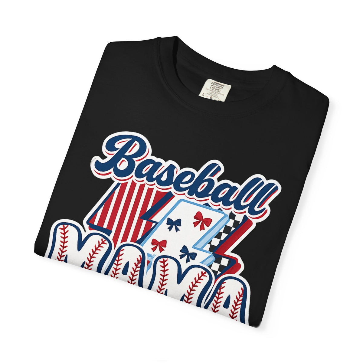 Baseball Mama T-Shirt — Retro Red & Blue Patriotic Graphic Tee