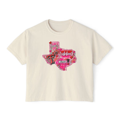 Texas Tech Lubbock Pink State Map Women's Boxy Tee