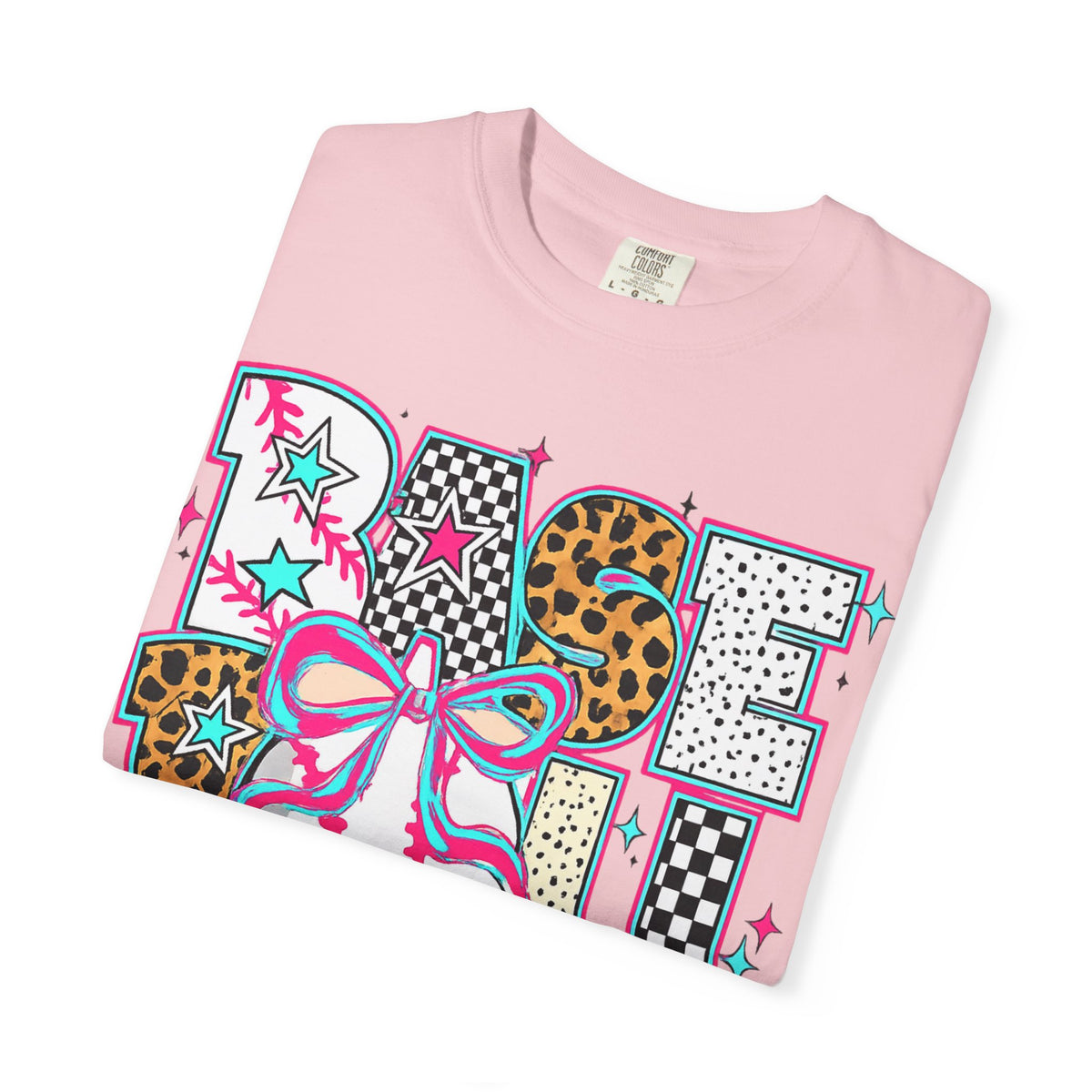 Baseball Mom Graphic T-Shirt — Colorful Leopard Print "Baseball" Design