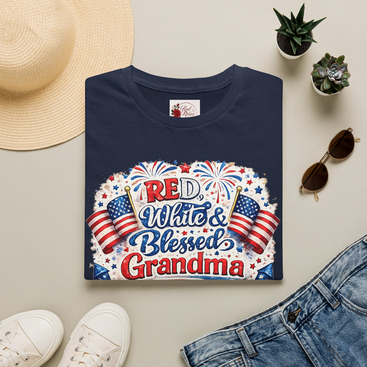 Red White & Blessed Grandma T-Shirt — Patriotic 4th of July Gift