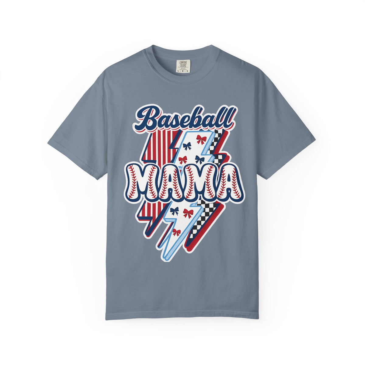 Baseball Mama T-Shirt — Retro Red & Blue Patriotic Graphic Tee