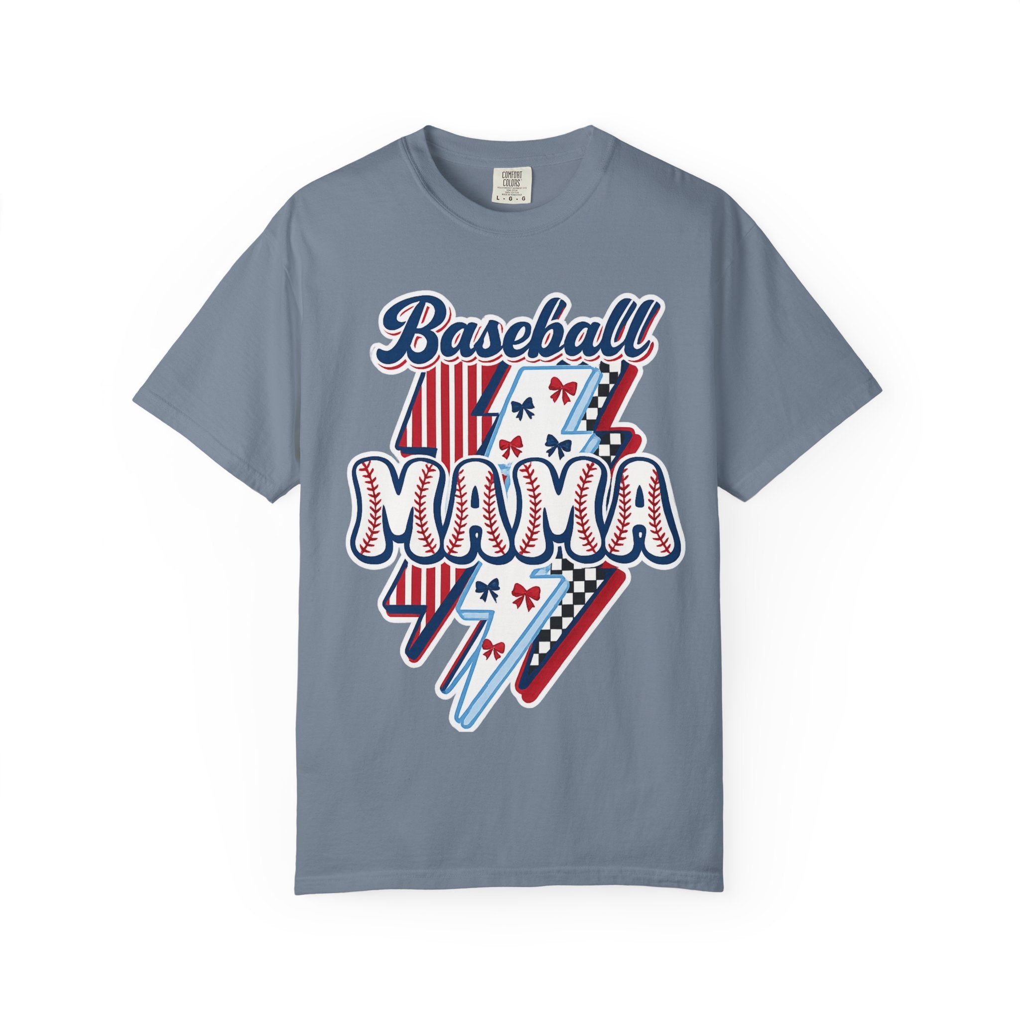 Baseball Mama T-Shirt — Retro Red & Blue Patriotic Graphic Tee