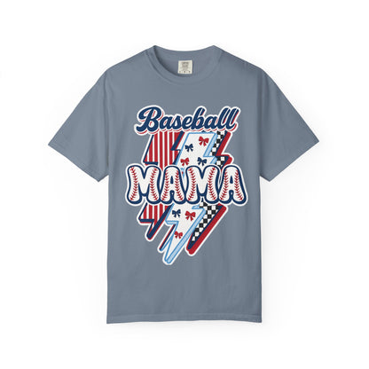 Baseball Mama T-Shirt — Retro Red & Blue Patriotic Graphic Tee