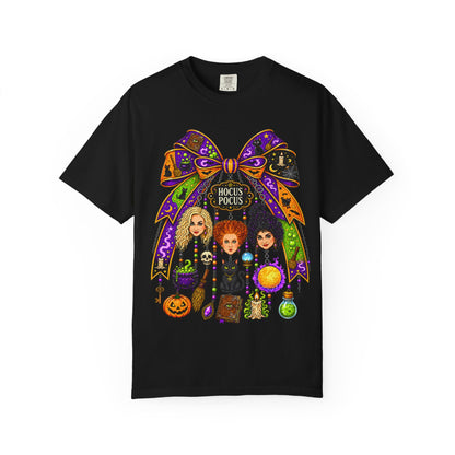 Hocus Pocus Witch Sisters T-Shirt — Halloween Bow Graphic Tee