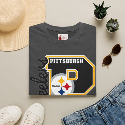 Pittsburgh Steelers P Letter T-Shirt – Retro Team Logo Tee