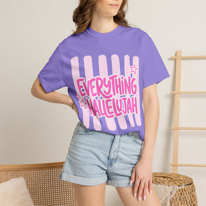 Everything Hallelujah T-Shirt — Pink Retro Stripe Graphic Tee