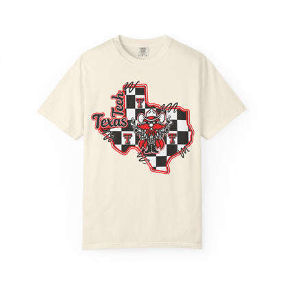 Texas Checkered Bull T-Shirt — Retro Cowboy State Graphic Tee