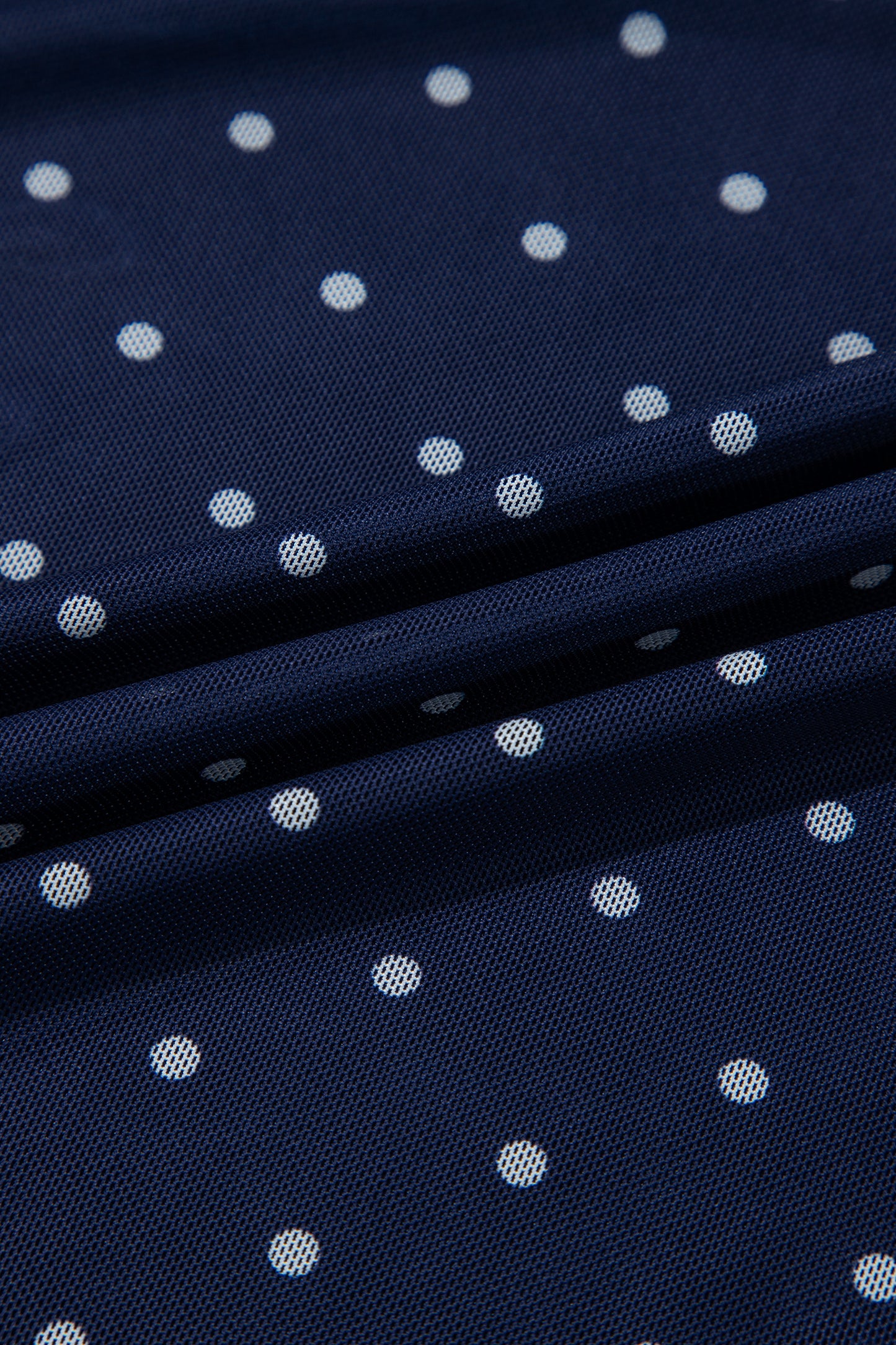 Blue Off Shoulder Polka Dot Mesh Long Sleeve Sheath Top