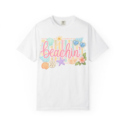 Beachin' T-Shirt — Tropical Summer Graphic Tee with Seashells & Sunglasses