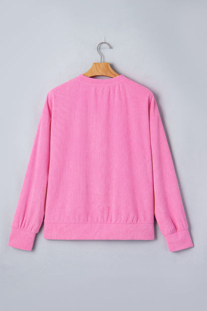 Bonbon Sweet Girl Embroidered Graphic Rib Textured Top