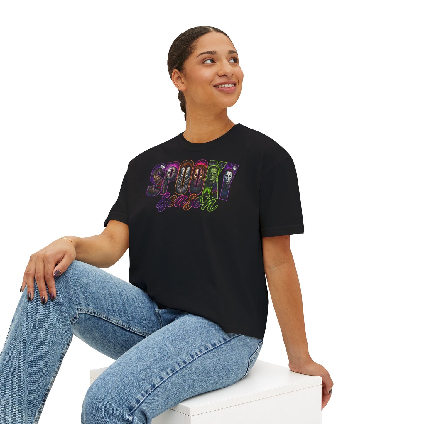 Spooky Season Boxy Tee – Halloween Graphic Women's Shirt
