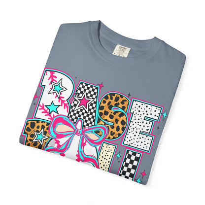 Baseball Mom Graphic T-Shirt — Colorful Leopard Print "Baseball" Design