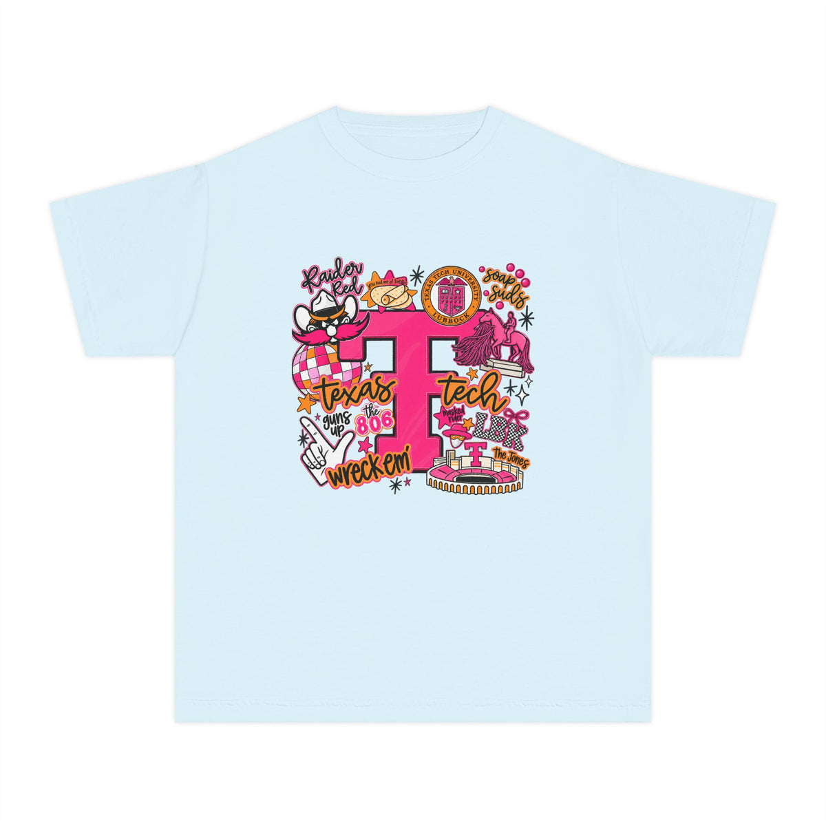 Pink 'P' Graphic Youth Tee — Cheerful School Spirit Shirt