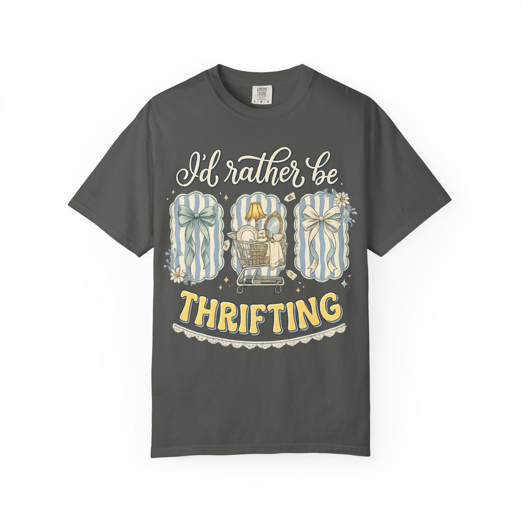 I'd Rather Be Thrifting T-Shirt — Vintage Cart Carton Graphic Tee for Thrift Lovers