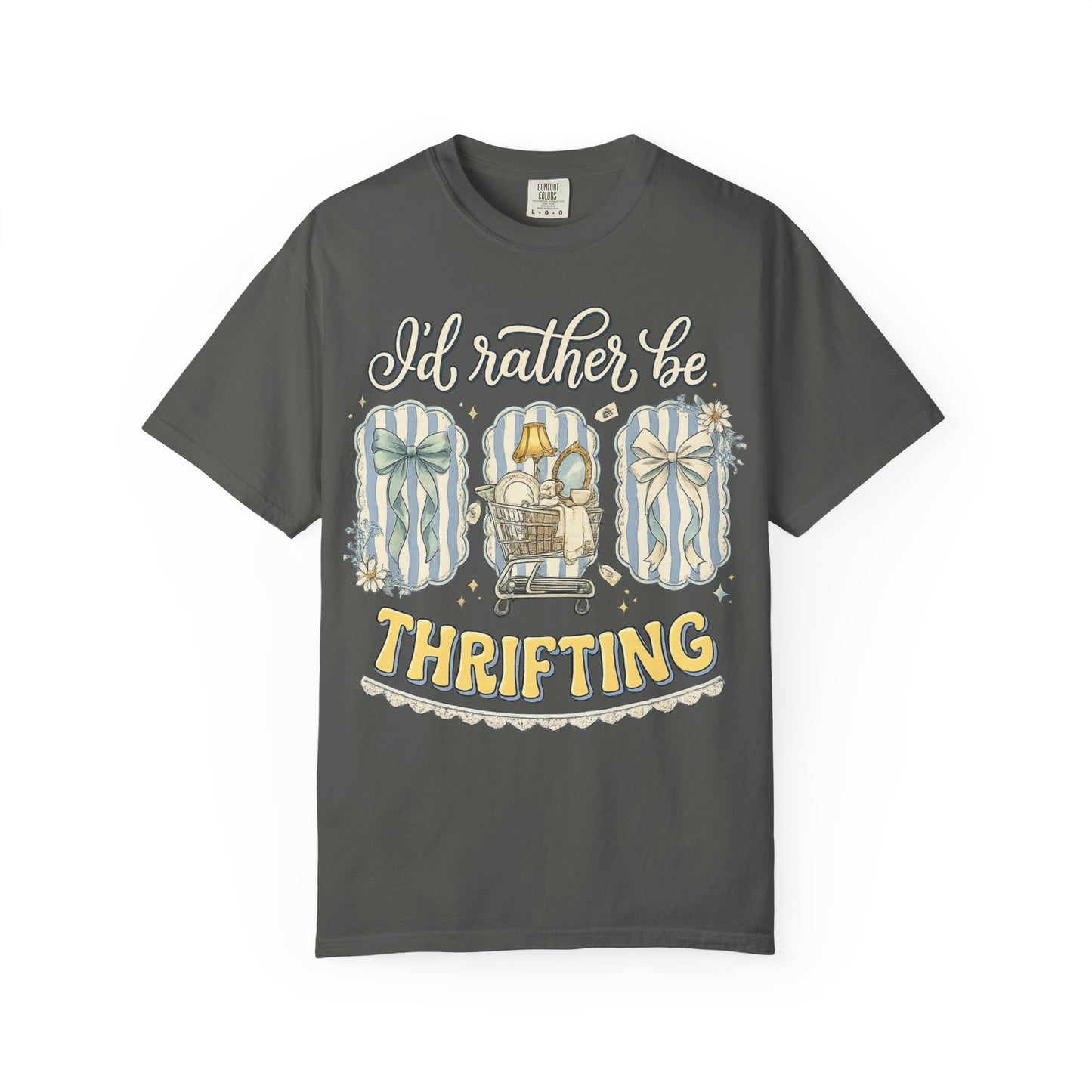 I'd Rather Be Thrifting T-Shirt — Vintage Cart Carton Graphic Tee for Thrift Lovers