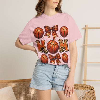 Basketball Mom T‑Shirt — Leopard Print Hoops Mother's Day Tee