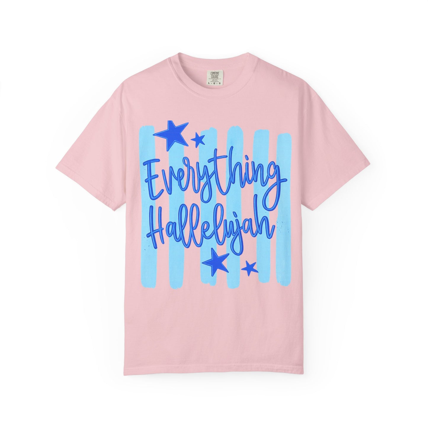Everything Hallelujah T-Shirt — Blue Script Stars Graphic Tee