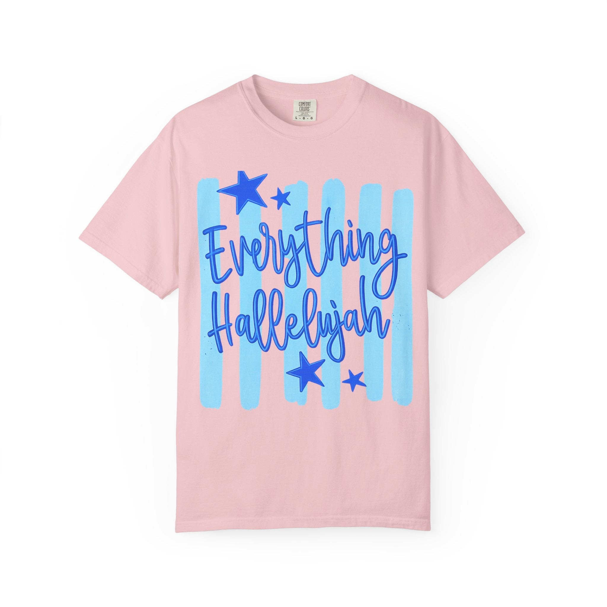 Everything Hallelujah T-Shirt — Blue Script Stars Graphic Tee