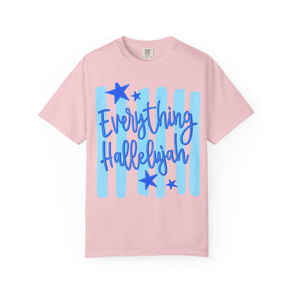 Everything Hallelujah T-Shirt — Blue Script Stars Graphic Tee