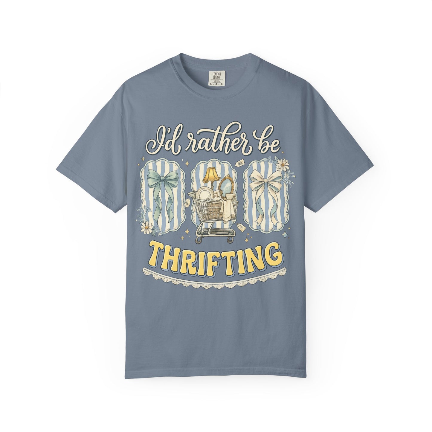I'd Rather Be Thrifting T-Shirt — Vintage Cart Carton Graphic Tee for Thrift Lovers