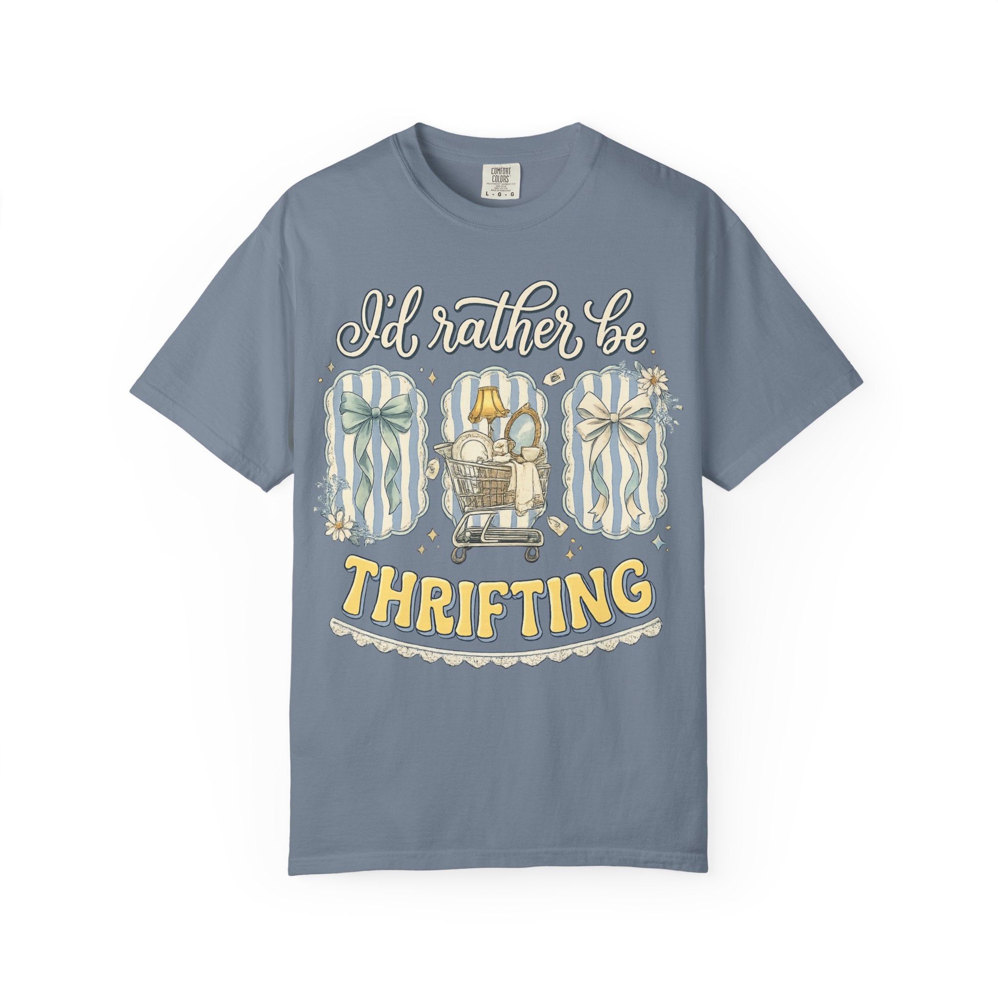 I'd Rather Be Thrifting T-Shirt — Vintage Cart Carton Graphic Tee for Thrift Lovers