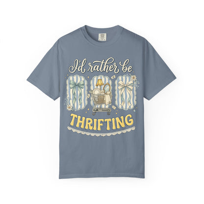 I'd Rather Be Thrifting T-Shirt — Vintage Cart Carton Graphic Tee for Thrift Lovers