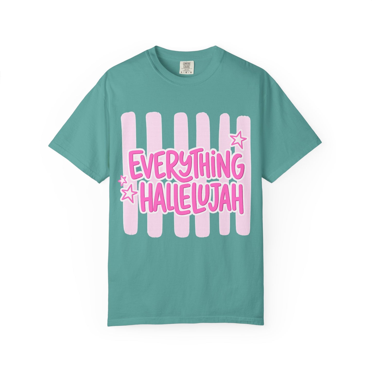 Everything Hallelujah T-Shirt — Pink Retro Stripe Graphic Tee