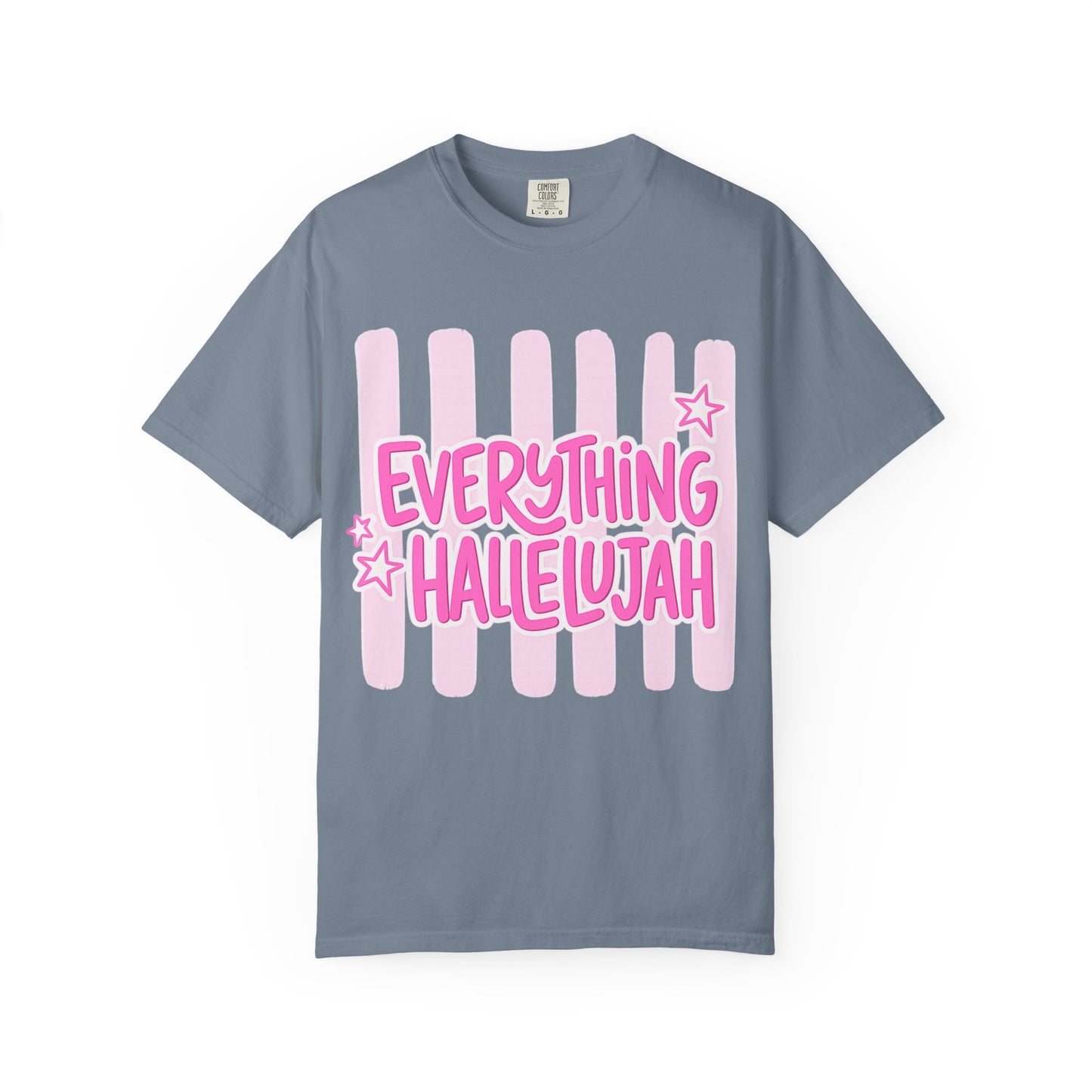 Everything Hallelujah T-Shirt — Pink Retro Stripe Graphic Tee
