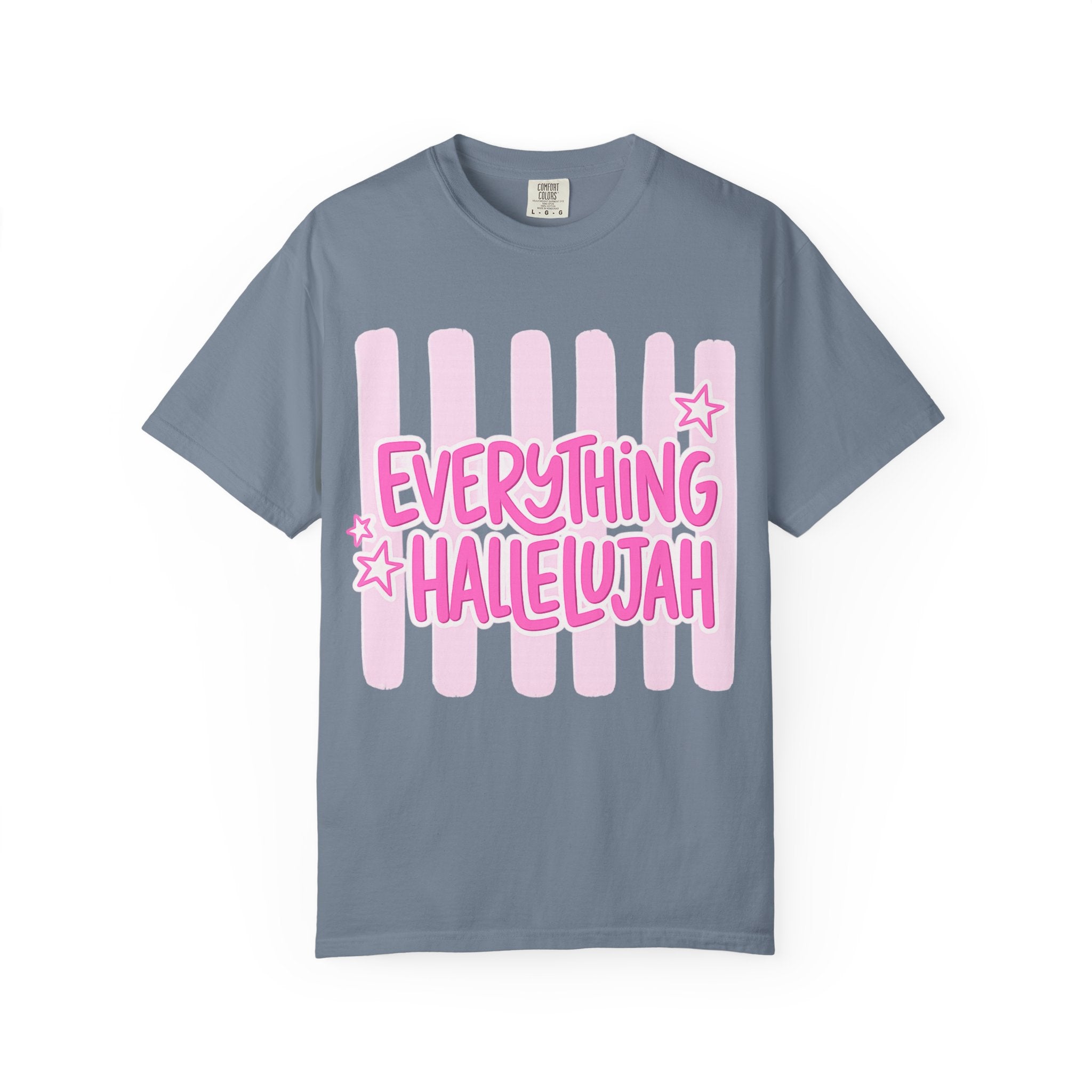 Everything Hallelujah T-Shirt — Pink Retro Stripe Graphic Tee