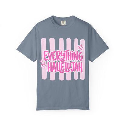 Everything Hallelujah T-Shirt — Pink Retro Stripe Graphic Tee