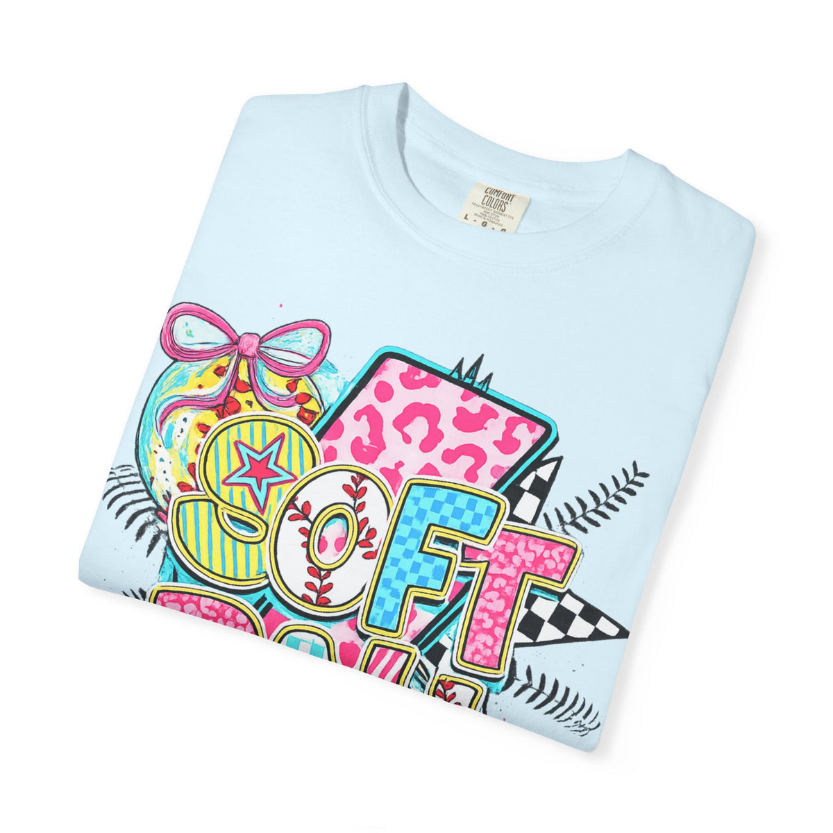 Softball Graphic T-Shirt — Colorful 'Softball' Pop Art Design