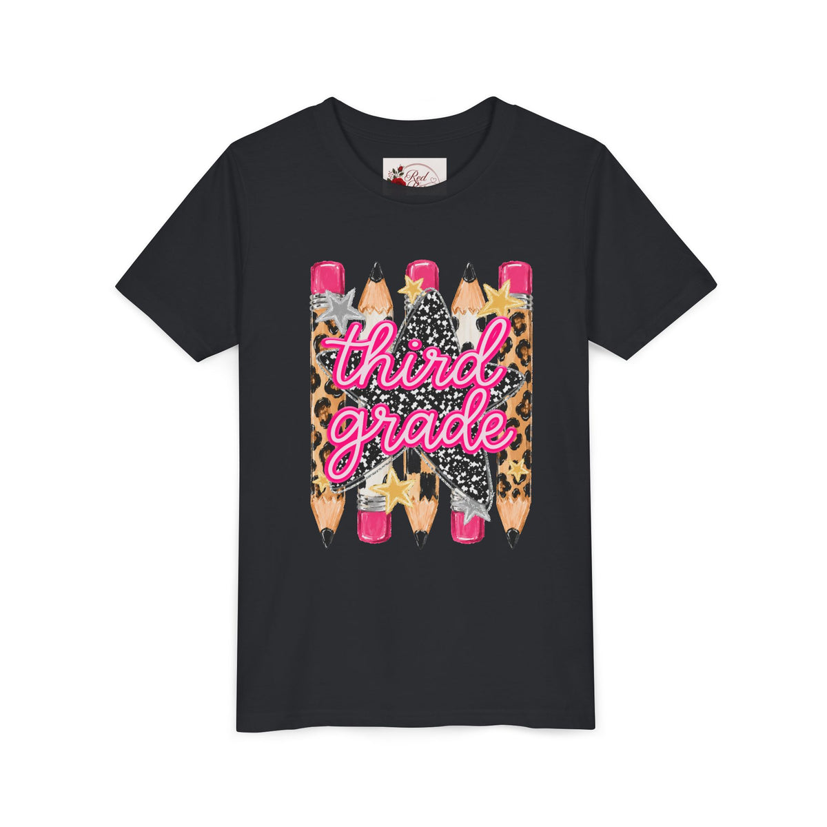 Third Grade Leopard Pencil Kids Tee — Back to School Youth Shirt