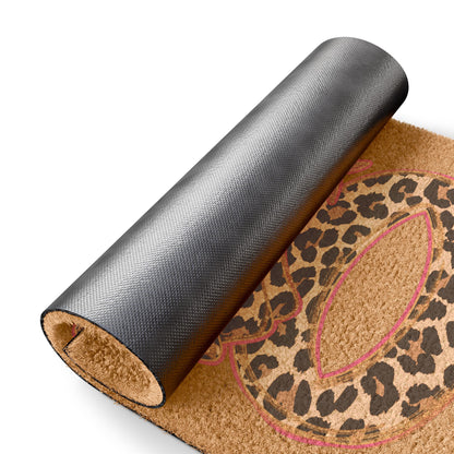 Leopard Print 'Hello' Doormat with Pink Bow – Chic Animal Print Entry Rug