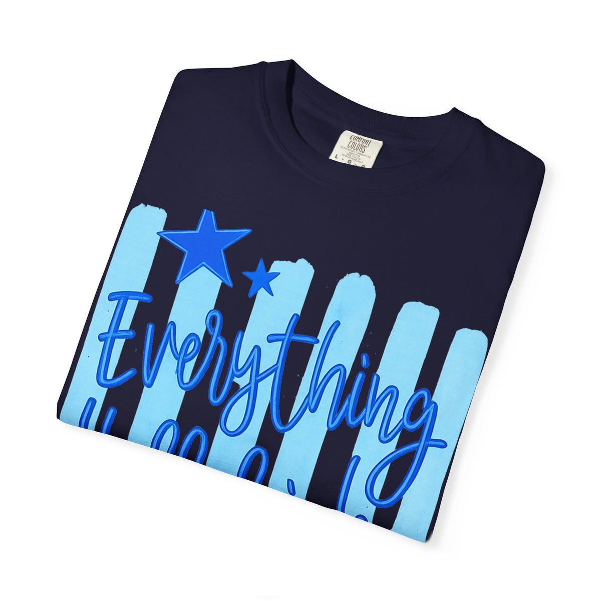 Everything Hallelujah T-Shirt — Blue Script Stars Graphic Tee