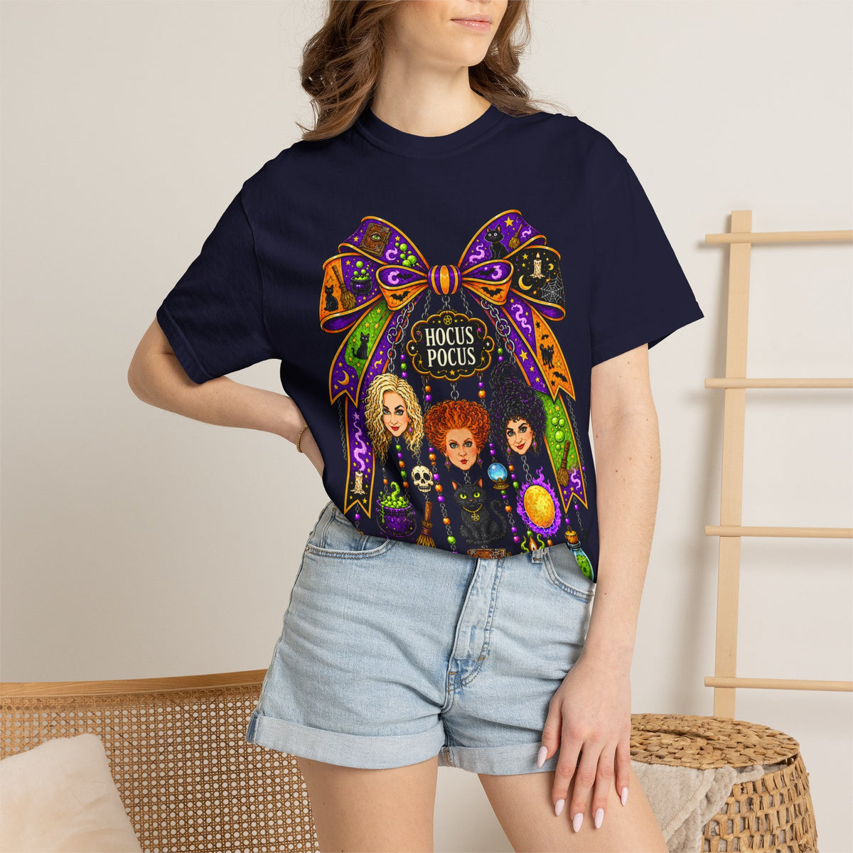 Hocus Pocus Witch Sisters T-Shirt — Halloween Bow Graphic Tee