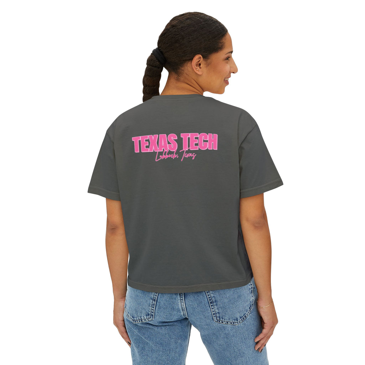 Texas Tech Lubbock Pink State Map Women's Boxy Tee