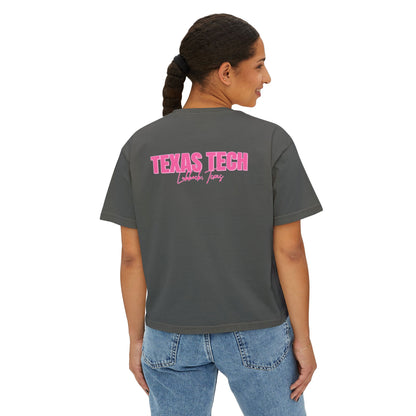 Texas Tech Lubbock Pink State Map Women's Boxy Tee