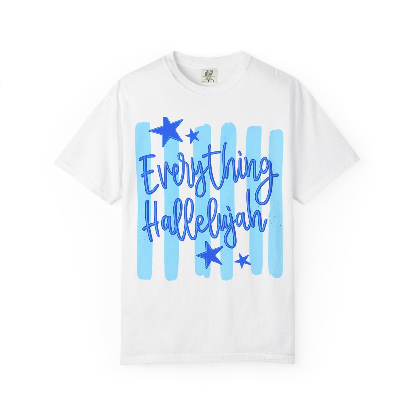 Everything Hallelujah T-Shirt — Blue Script Stars Graphic Tee