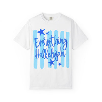Everything Hallelujah T-Shirt — Blue Script Stars Graphic Tee