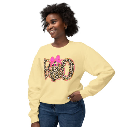 Leopard Print "Boo" Halloween Sweatshirt with Pink Bow