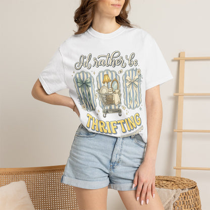 I'd Rather Be Thrifting T-Shirt — Vintage Cart Carton Graphic Tee for Thrift Lovers
