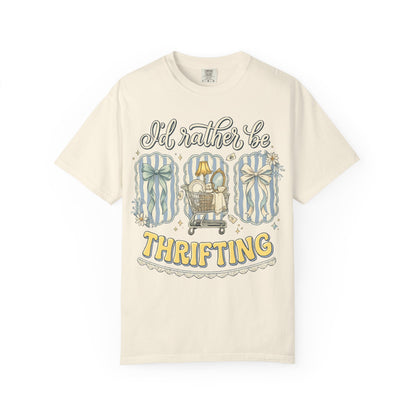 I'd Rather Be Thrifting T-Shirt — Vintage Cart Carton Graphic Tee for Thrift Lovers