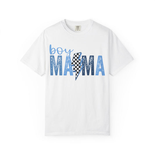 Boy Mama Lightning Bolt T-Shirt — Vintage Blue Mom Tee
