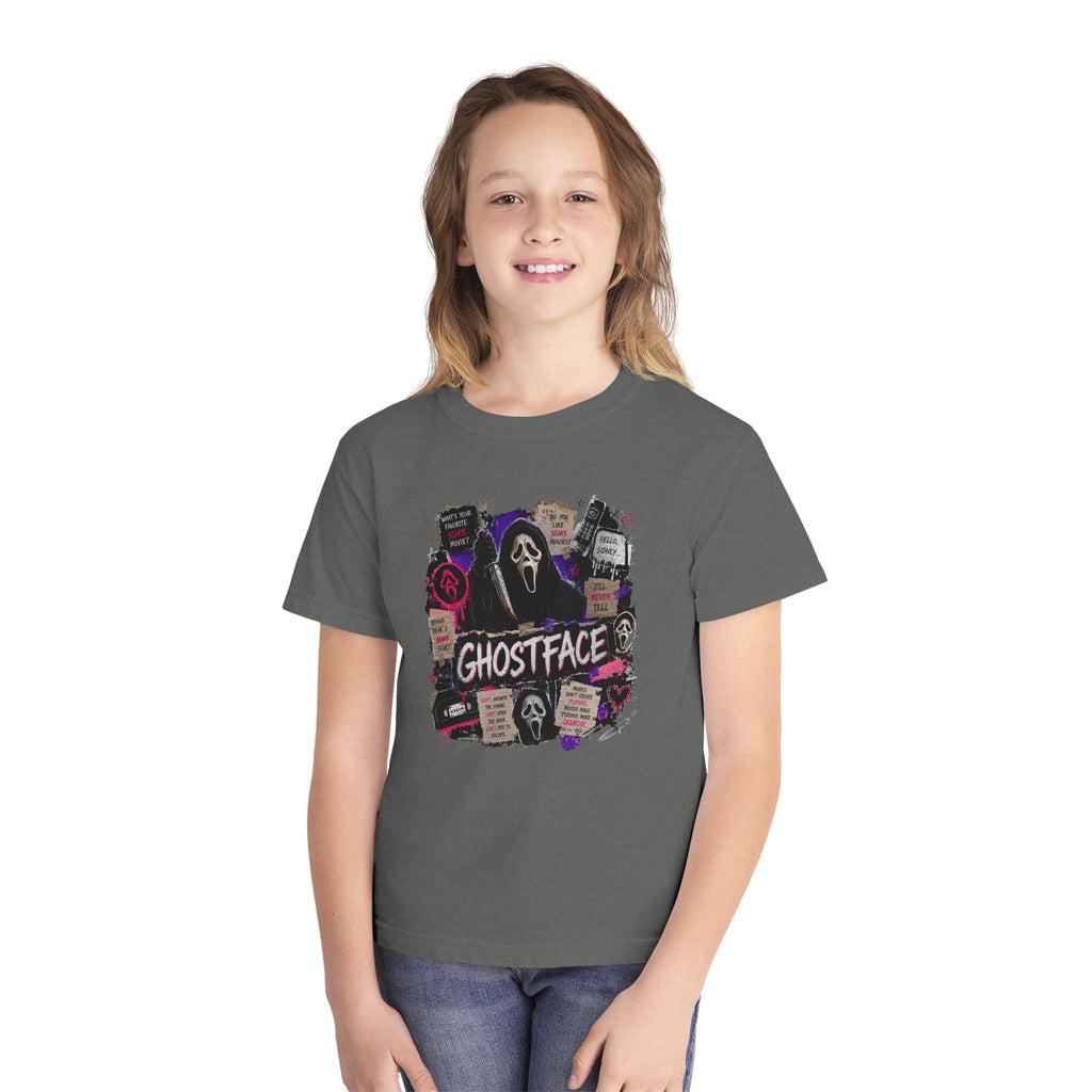 Youth Ghostface Graphic Tee – Scary Movie Horror Mask Design